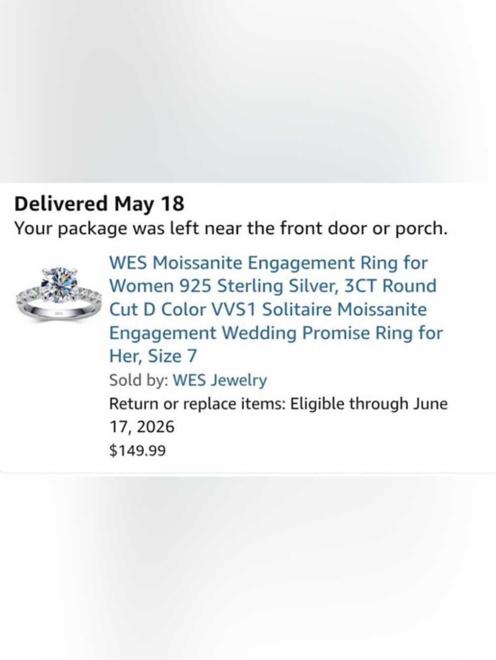 3CT Moissanite Engagement Ring 925 Sterling Silver D Color VVS1 Size 7 - Picture 7 of 7